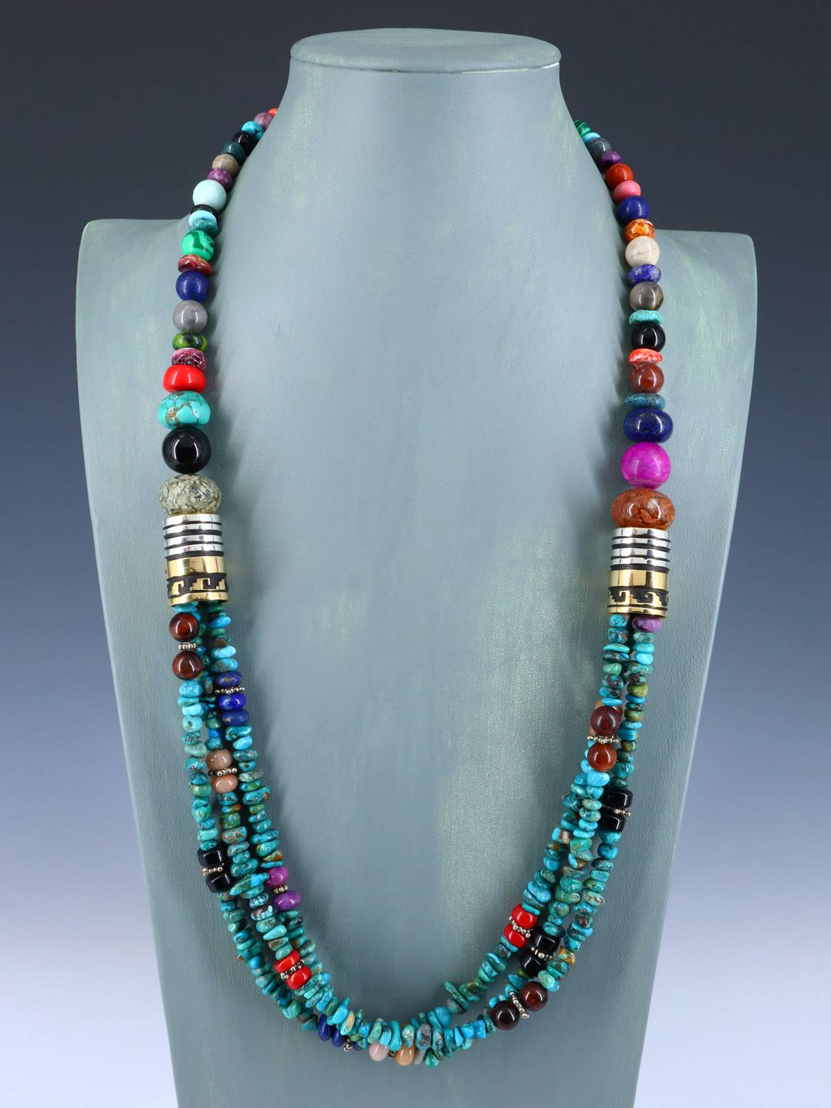 30" Navajo Turquoise Multi Strand Beaded Necklace - PuebloDirect.com