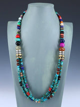 30" Navajo Turquoise Multi Strand Beaded Necklace - PuebloDirect.com