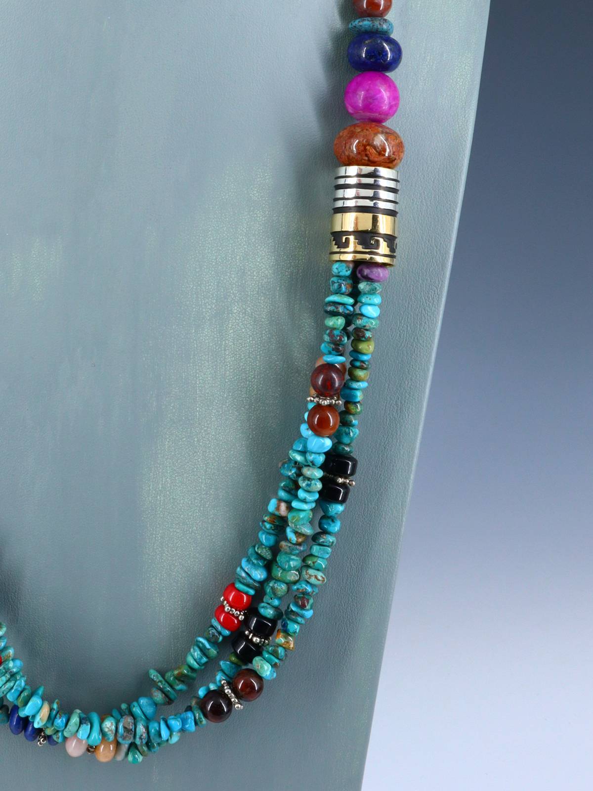 30" Navajo Turquoise Multi Strand Beaded Necklace - PuebloDirect.com