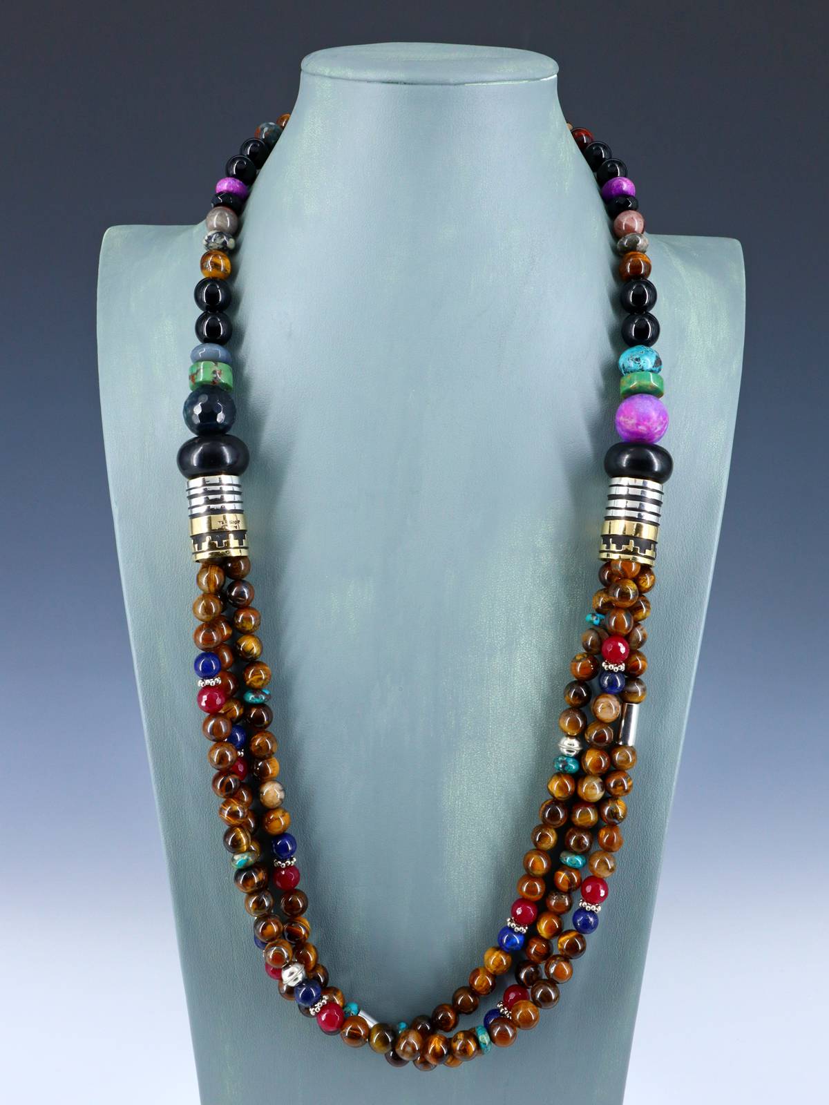 30" Navajo Tiger Eye Multi Strand Beaded Necklace - PuebloDirect.com