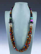 30" Navajo Tiger Eye Multi Strand Beaded Necklace - PuebloDirect.com