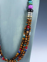 30" Navajo Tiger Eye Multi Strand Beaded Necklace - PuebloDirect.com