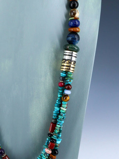30" Navajo Turquoise Multi Strand Beaded Necklace - PuebloDirect.com