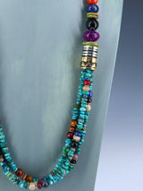 30" Navajo Turquoise Multi Strand Beaded Necklace - PuebloDirect.com