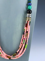 30" Navajo Pink Coral Multi Strand Beaded Necklace - PuebloDirect.com