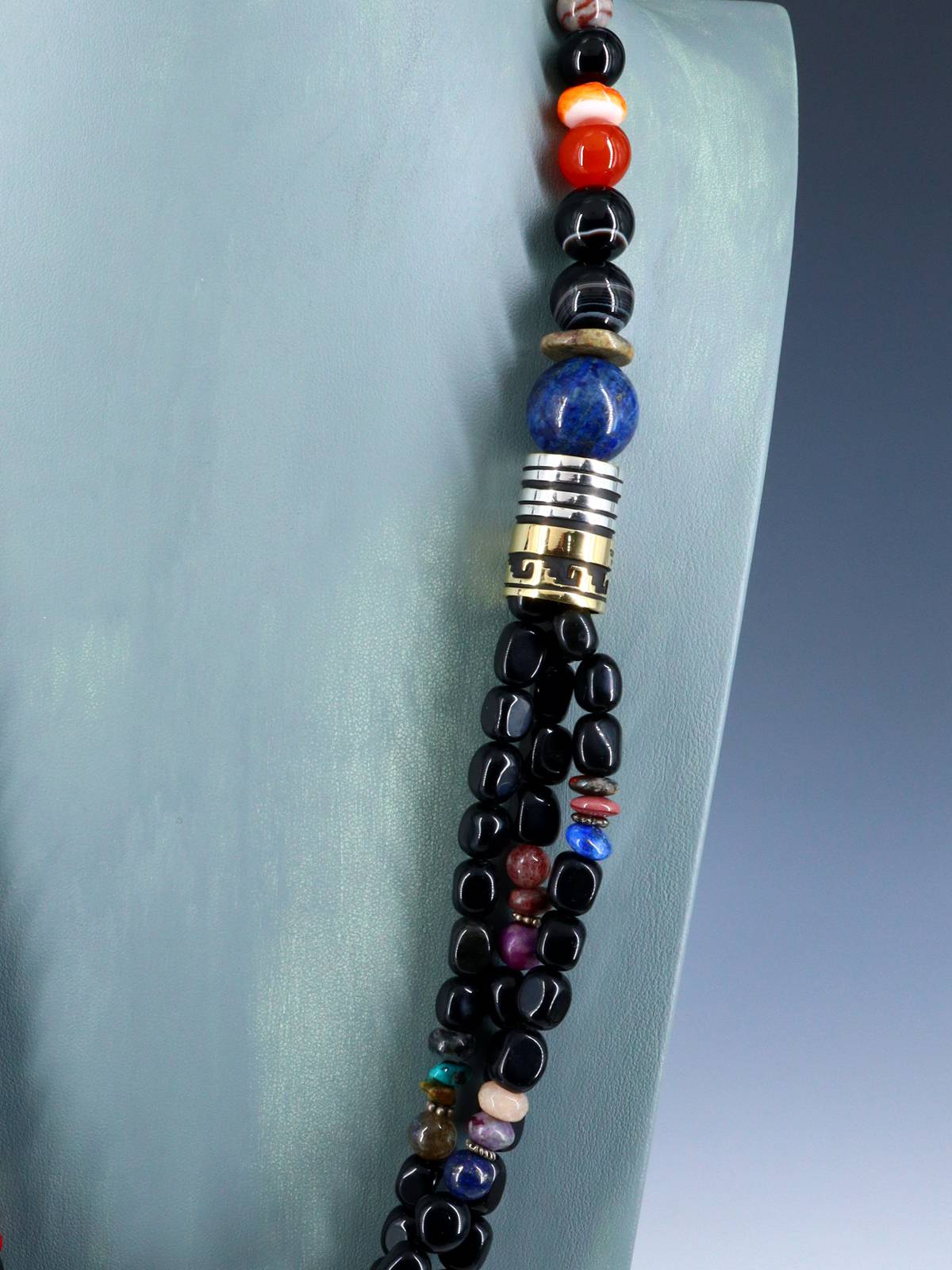 30" Navajo Onyx Multi Strand Beaded Necklace - PuebloDirect.com