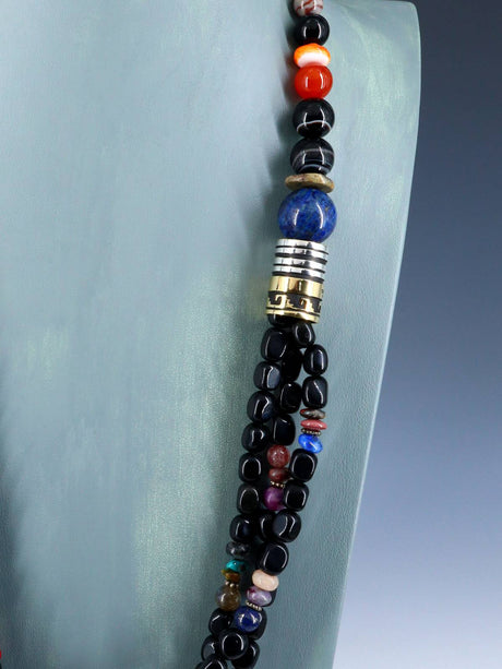 30" Navajo Onyx Multi Strand Beaded Necklace - PuebloDirect.com