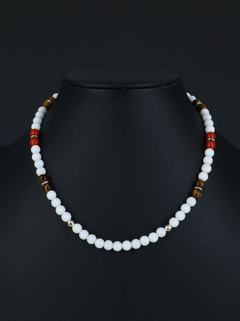 Navajo 16" White Marble Single Strand Bead Necklace - PuebloDirect.com