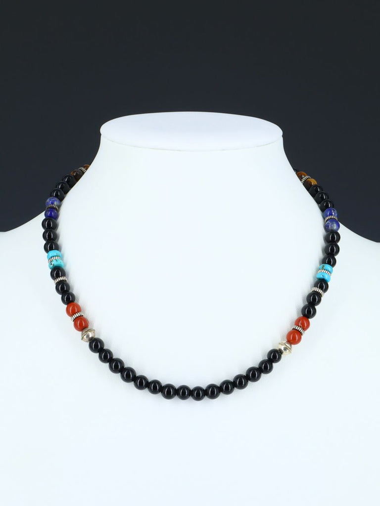 Navajo 16" Black Onyx Single Strand Bead Necklace - PuebloDirect.com