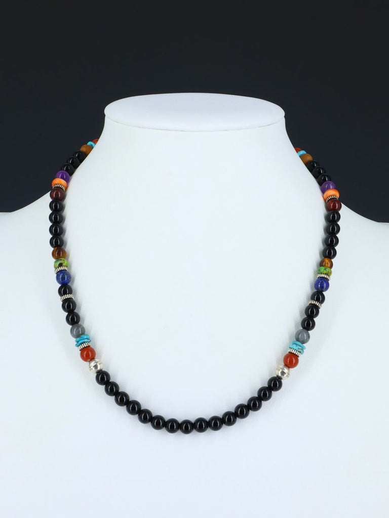 Navajo 18" Black Onyx Single Strand Bead Necklace - PuebloDirect.com