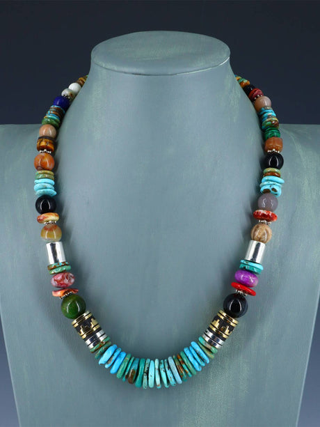 Navajo 21" Turquoise Large Single Strand Beaded Necklace - PuebloDirect.com