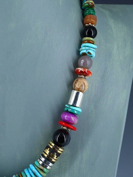 Navajo 21" Turquoise Large Single Strand Beaded Necklace - PuebloDirect.com