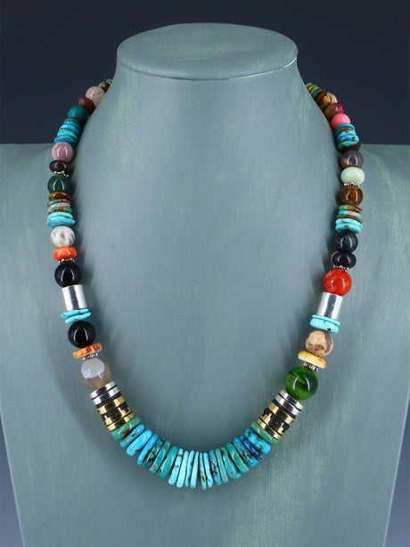 Navajo 21" Turquoise Large Single Strand Beaded Necklace - PuebloDirect.com