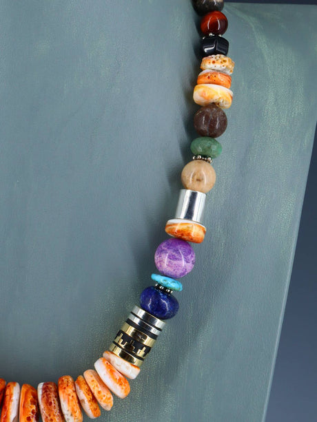 Navajo 21" Spiny Oyster Large Single Strand Beaded Necklace - PuebloDirect.com