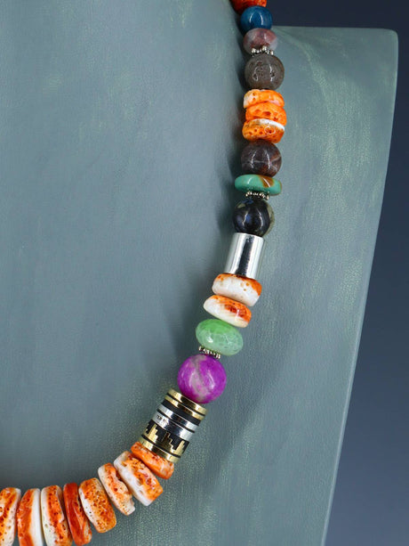 Navajo 21" Spiny Oyster Large Single Strand Beaded Necklace - PuebloDirect.com