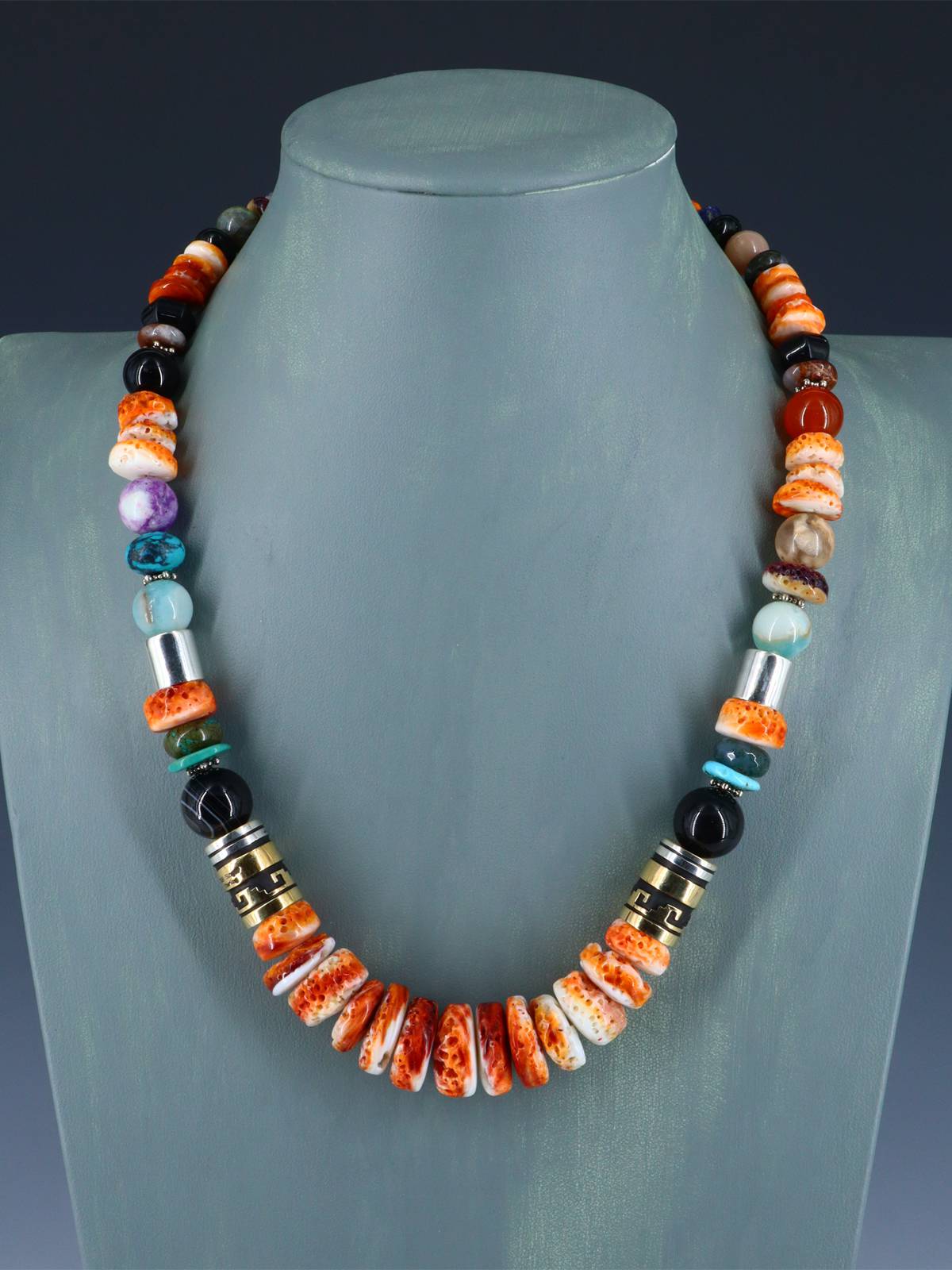 Navajo 21" Spiny Oyster Large Single Strand Beaded Necklace - PuebloDirect.com