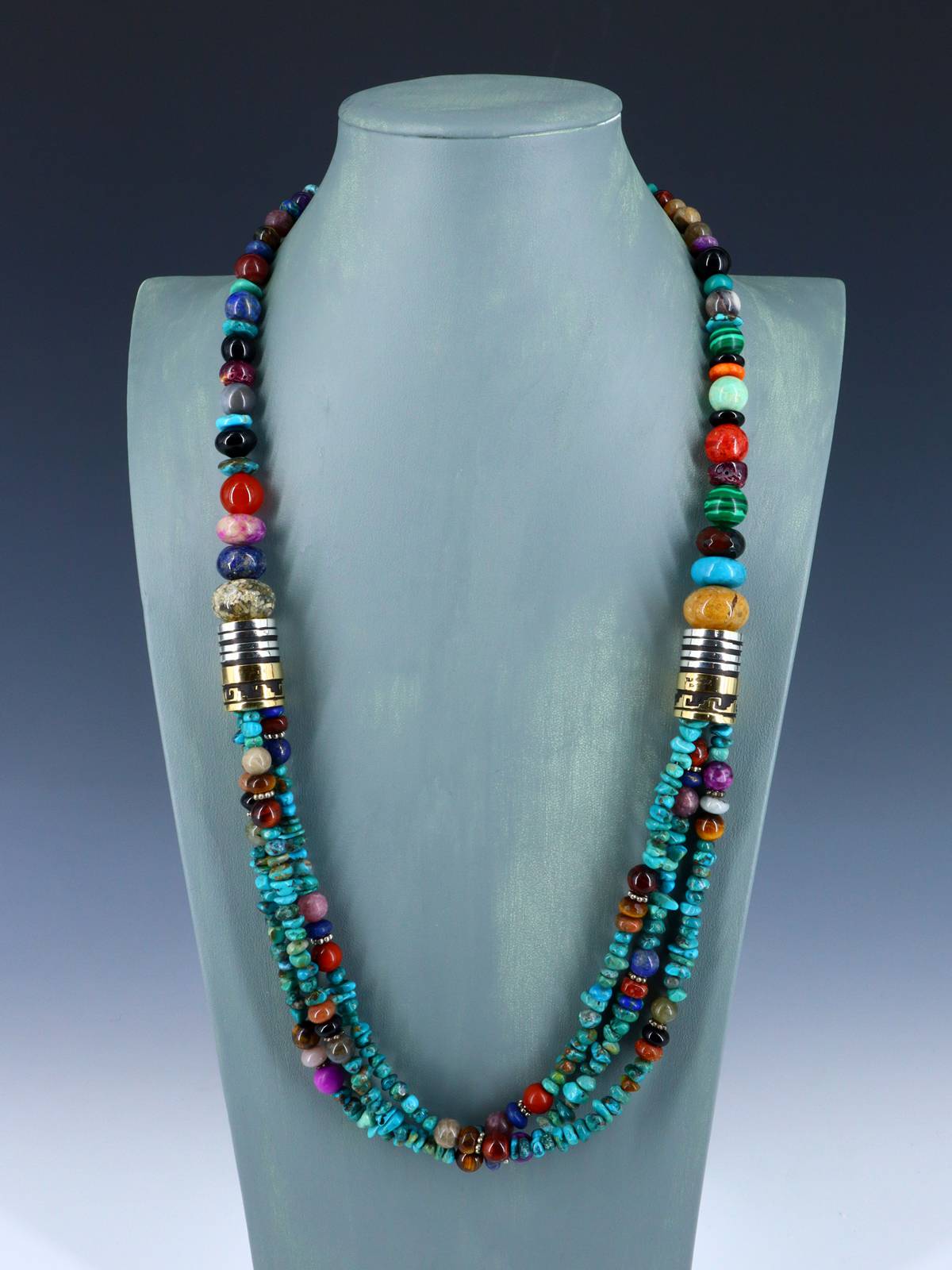 30" Navajo Turquoise Multi Strand Beaded Necklace - PuebloDirect.com