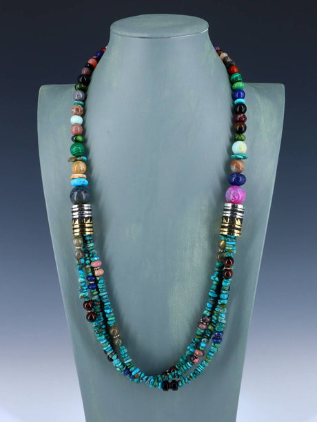 30" Navajo Turquoise Multi Strand Beaded Necklace - PuebloDirect.com