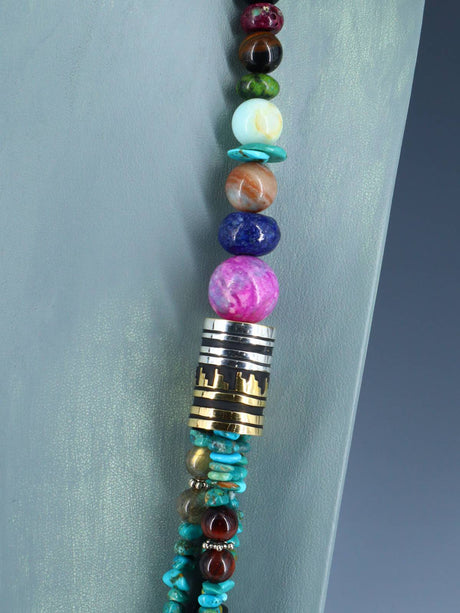30" Navajo Turquoise Multi Strand Beaded Necklace - PuebloDirect.com