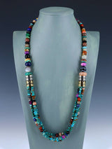 30" Navajo Turquoise Multi Strand Beaded Necklace - PuebloDirect.com