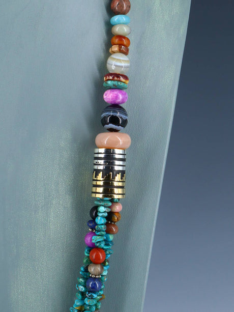 30" Navajo Turquoise Multi Strand Beaded Necklace - PuebloDirect.com