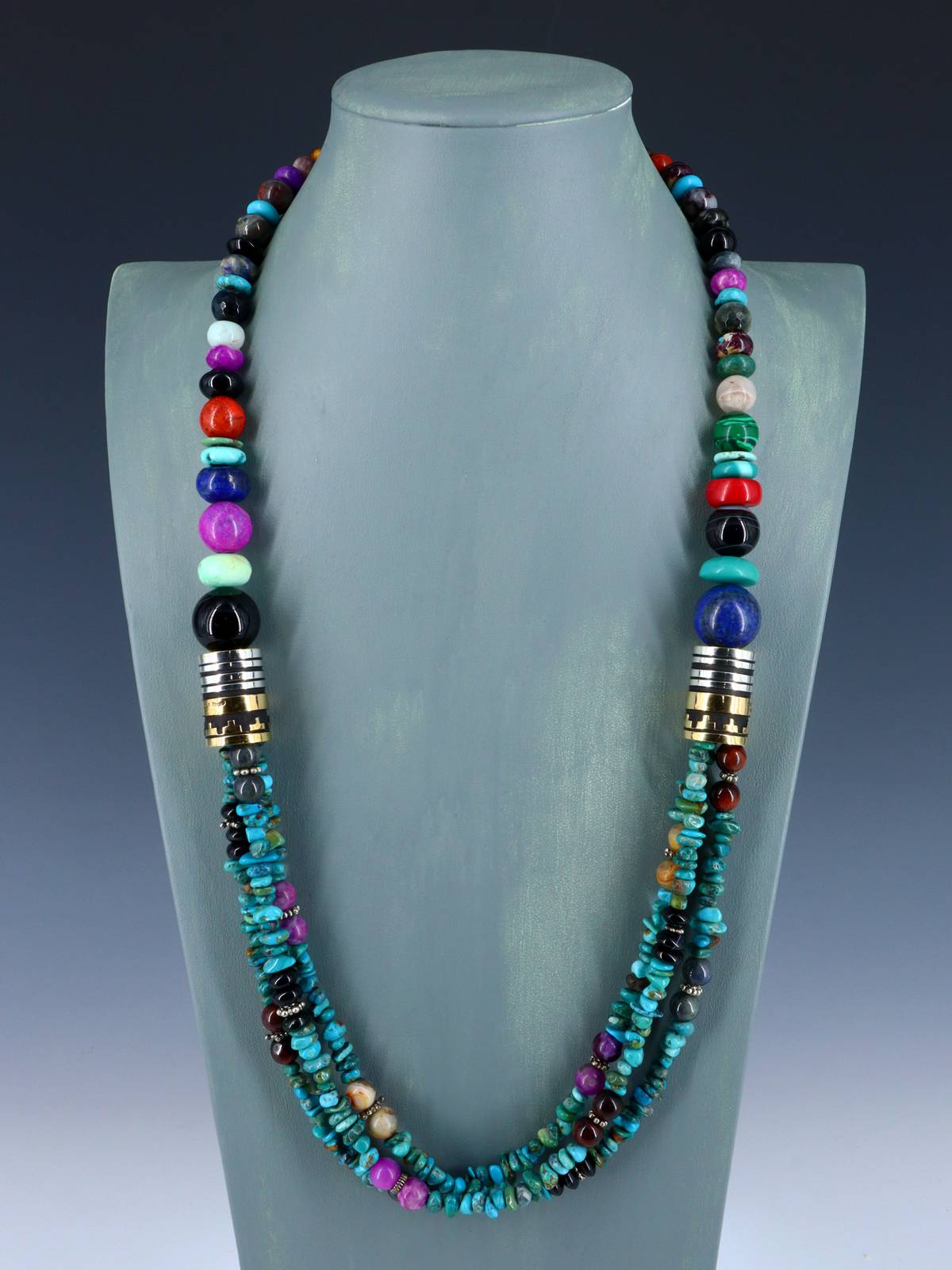 30" Navajo Turquoise Multi Strand Beaded Necklace - PuebloDirect.com