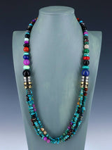 30" Navajo Turquoise Multi Strand Beaded Necklace - PuebloDirect.com