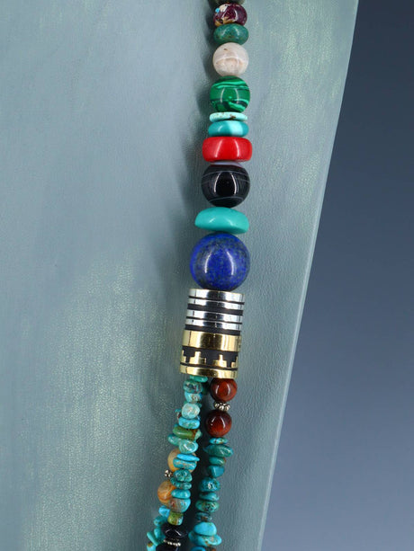 30" Navajo Turquoise Multi Strand Beaded Necklace - PuebloDirect.com