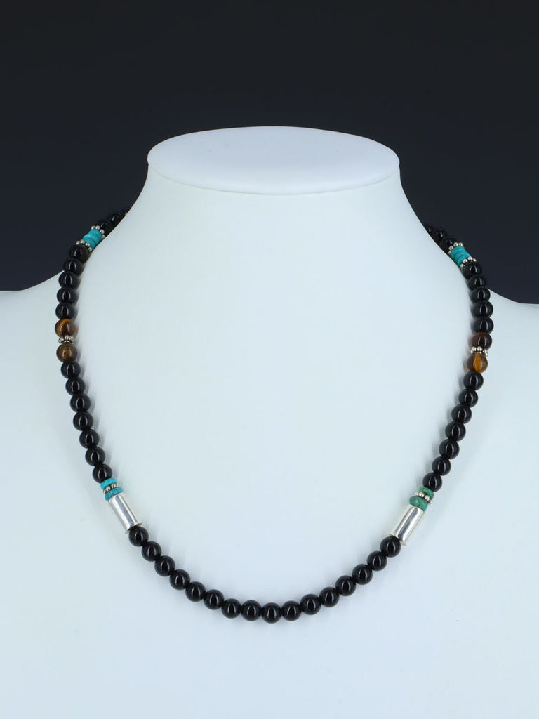 Navajo Black Onyx 18" Single Strand Choker Bead Necklace - PuebloDirect.com