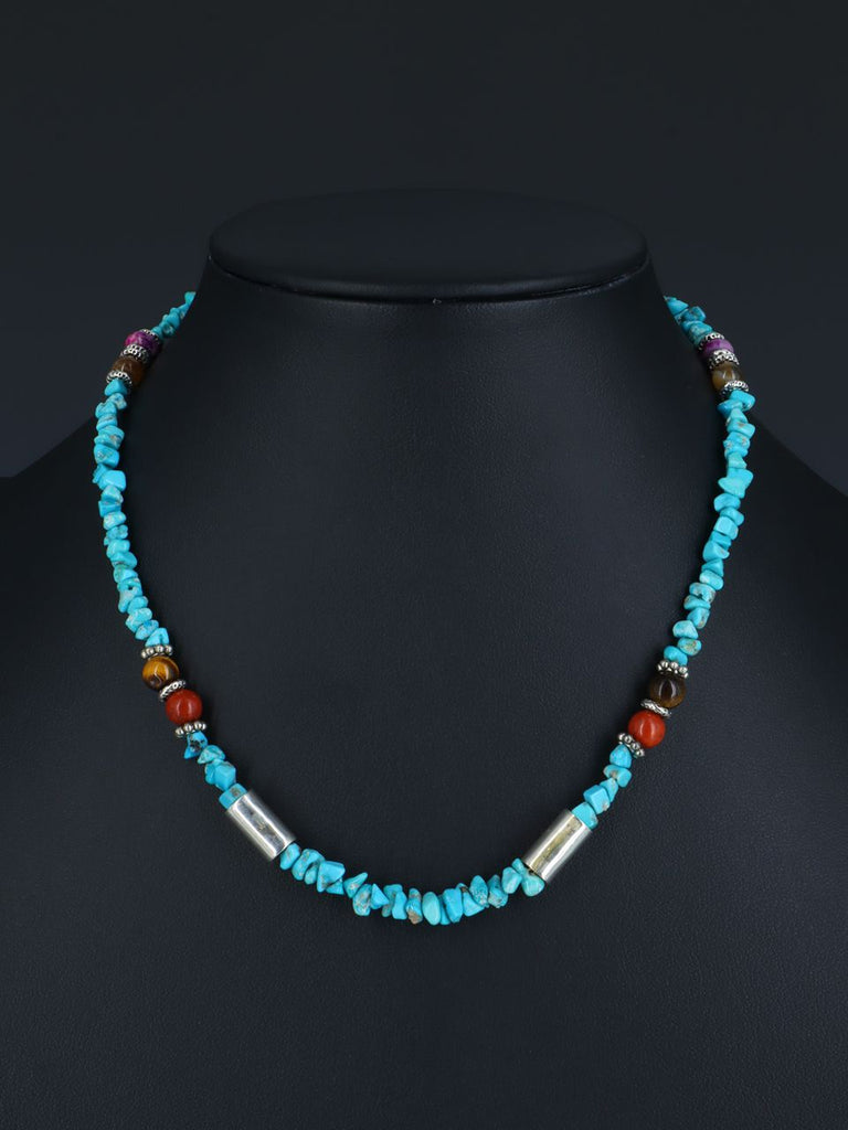 Navajo 16" Turquoise Single Strand Beaded Choker Necklace - PuebloDirect.com