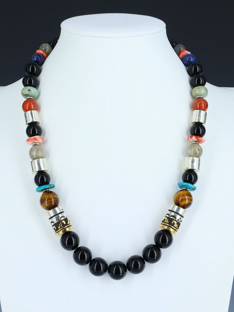 Navajo 21" Black Onyx Large Single Strand Beaded Necklace - PuebloDirect.com