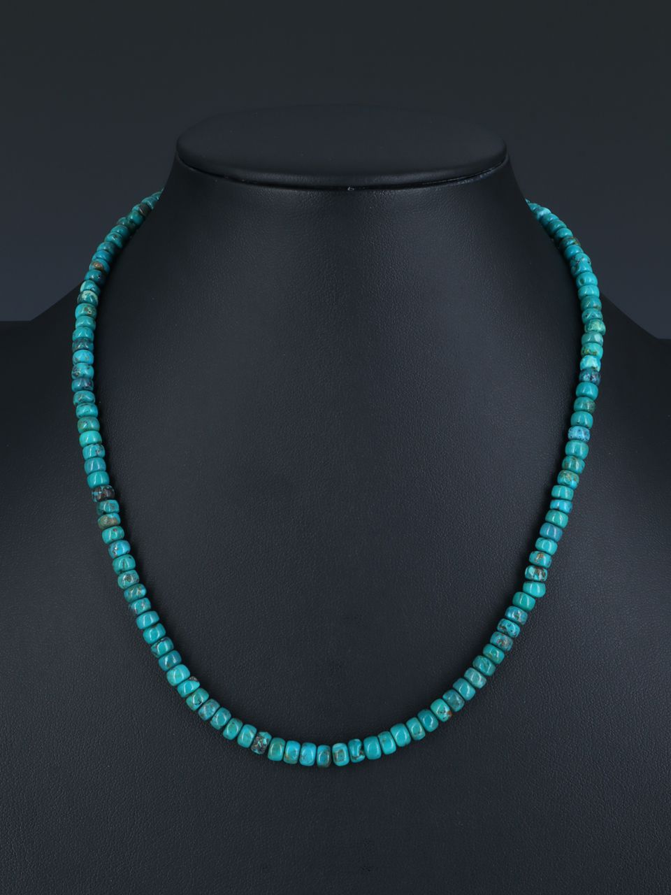 18" Native American Jewelry Single Strand Cloud Mountain Turquoise Necklace - PuebloDirect.com