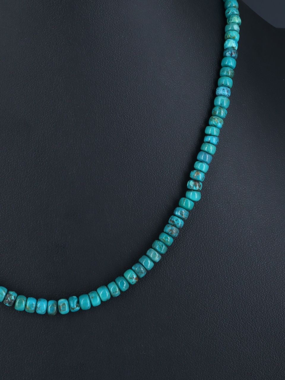 18" Native American Jewelry Single Strand Cloud Mountain Turquoise Necklace - PuebloDirect.com