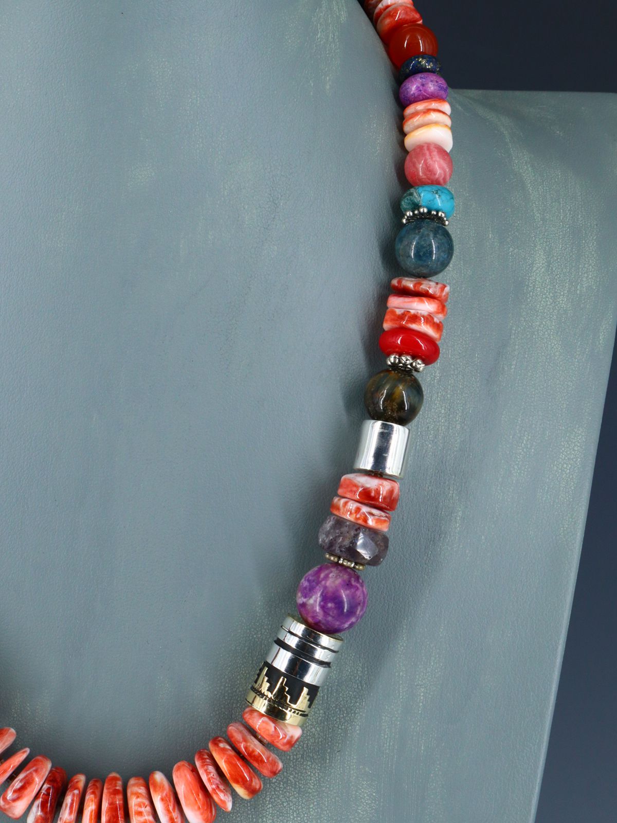 Navajo 21" Spiny Oyster Large Single Strand Beaded Necklace - PuebloDirect.com