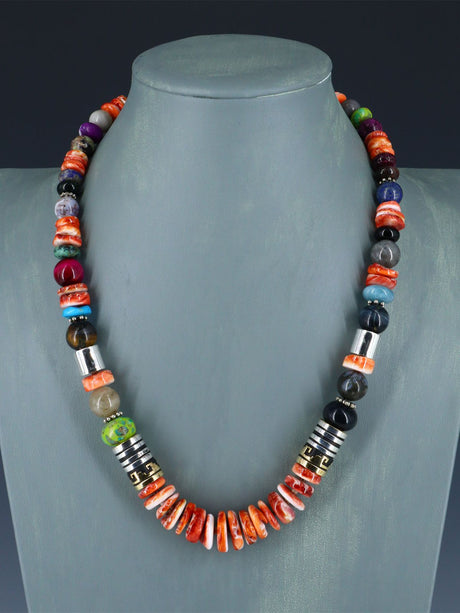 Navajo 21" Spiny Oyster Large Single Strand Beaded Necklace - PuebloDirect.com