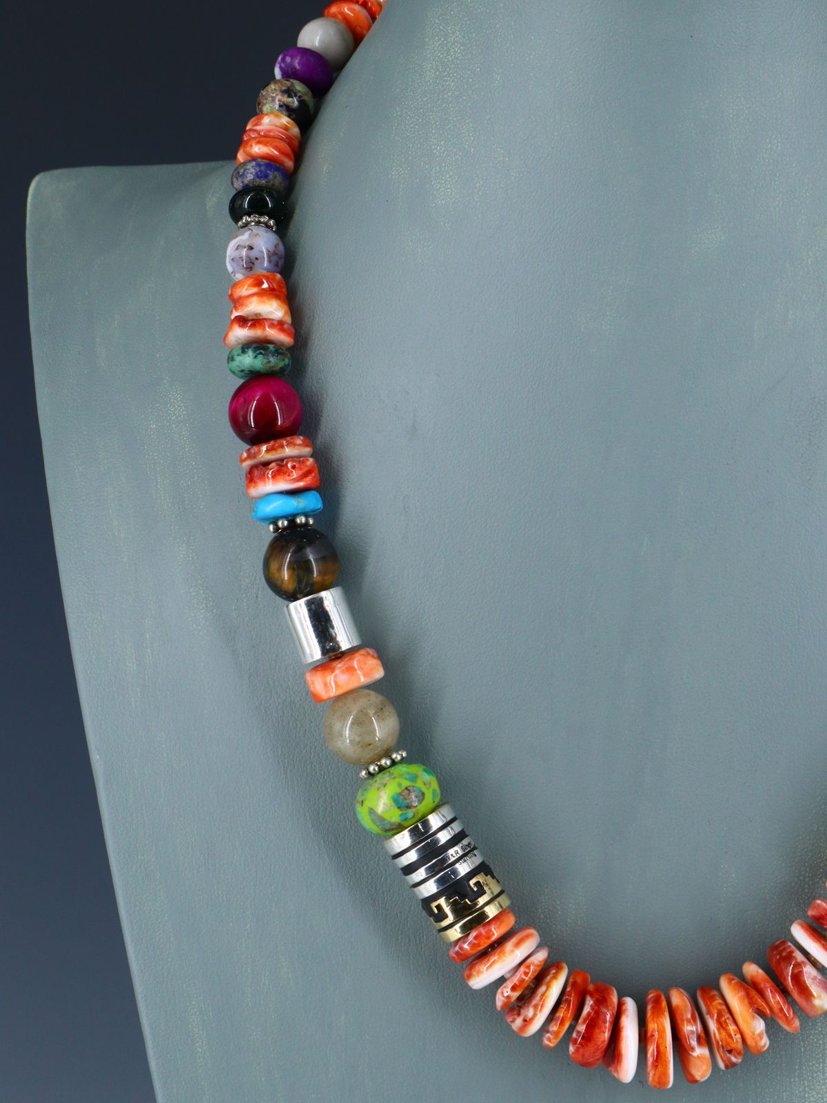 Navajo 21" Spiny Oyster Large Single Strand Beaded Necklace - PuebloDirect.com