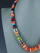 Navajo 21" Spiny Oyster Large Single Strand Beaded Necklace - PuebloDirect.com