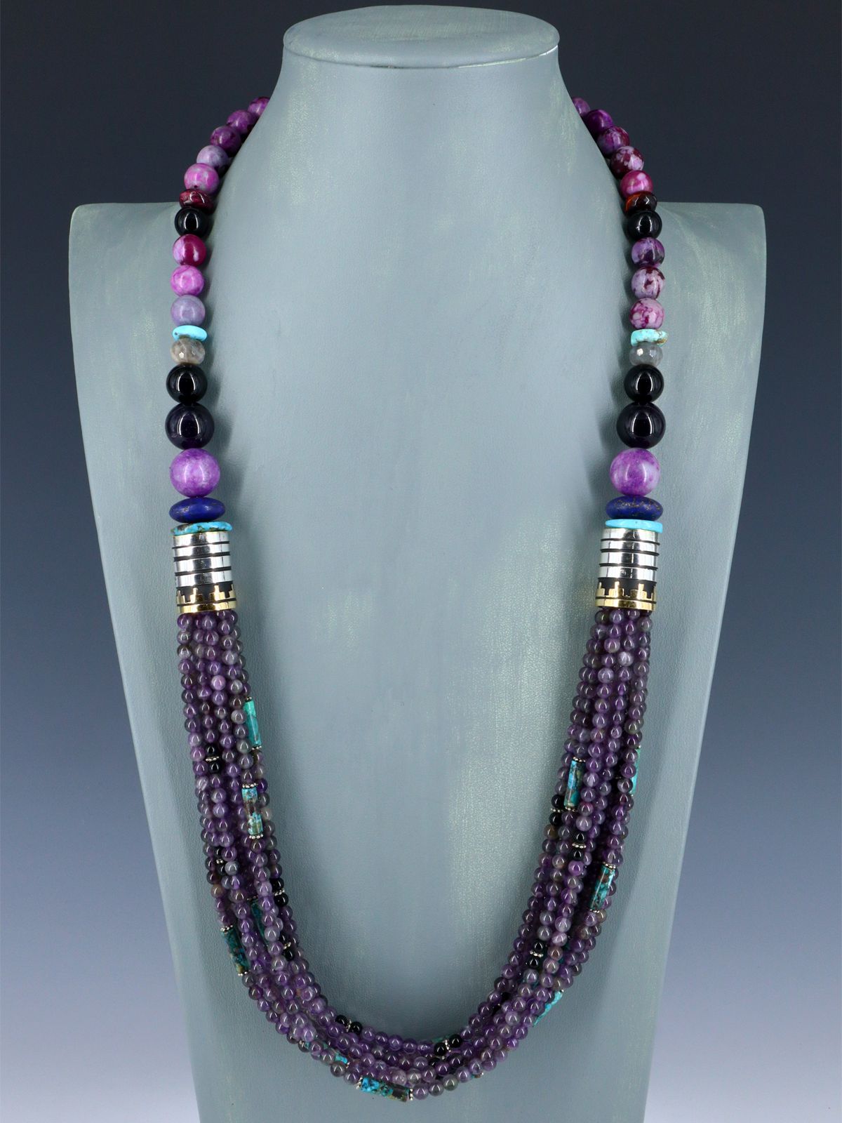 30" Navajo Amethyst Multi Strand Beaded Necklace - PuebloDirect.com