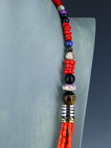 30" Navajo Bamboo Coral Multi Strand Beaded Necklace - PuebloDirect.com