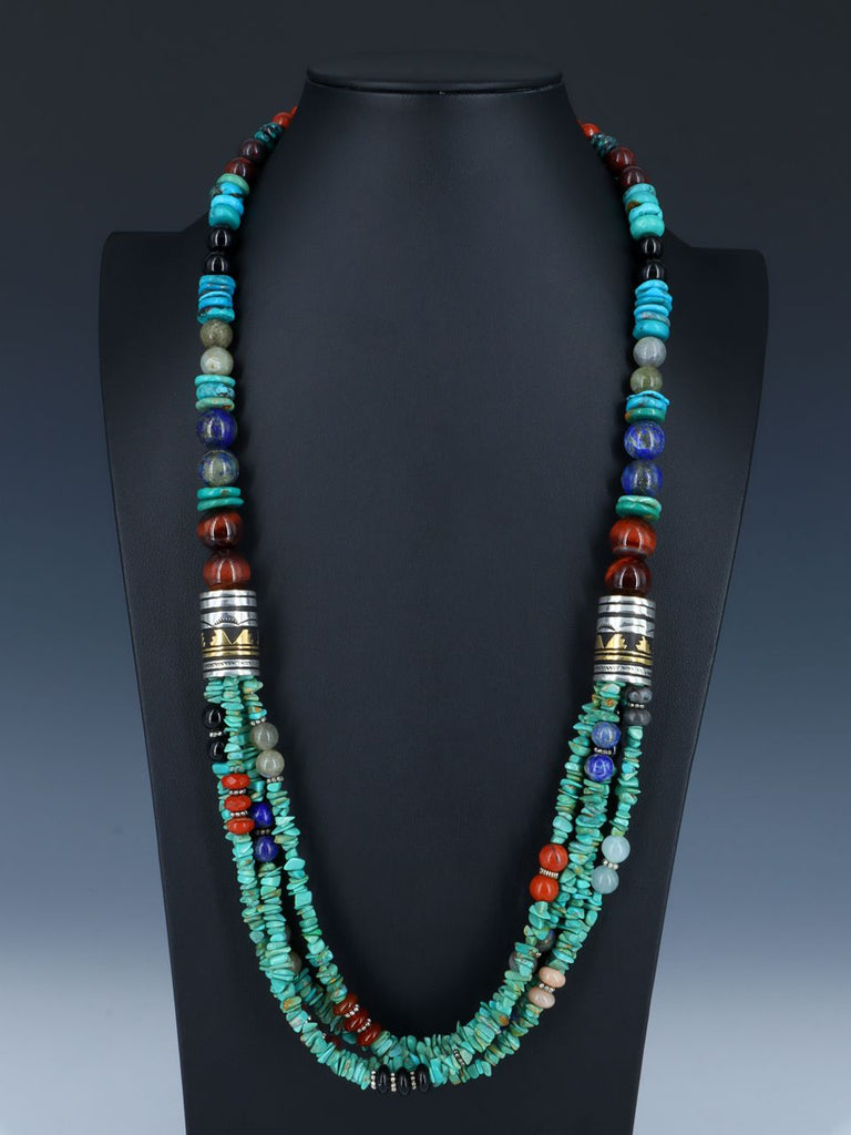 30" Navajo Turquoise Multi Strand Beaded Necklace - PuebloDirect.com