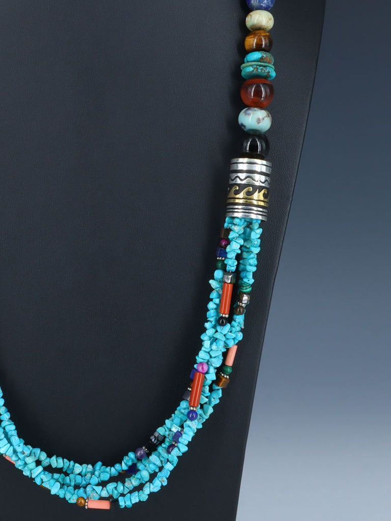 30" Navajo Turquoise Multi Strand Beaded Necklace - PuebloDirect.com