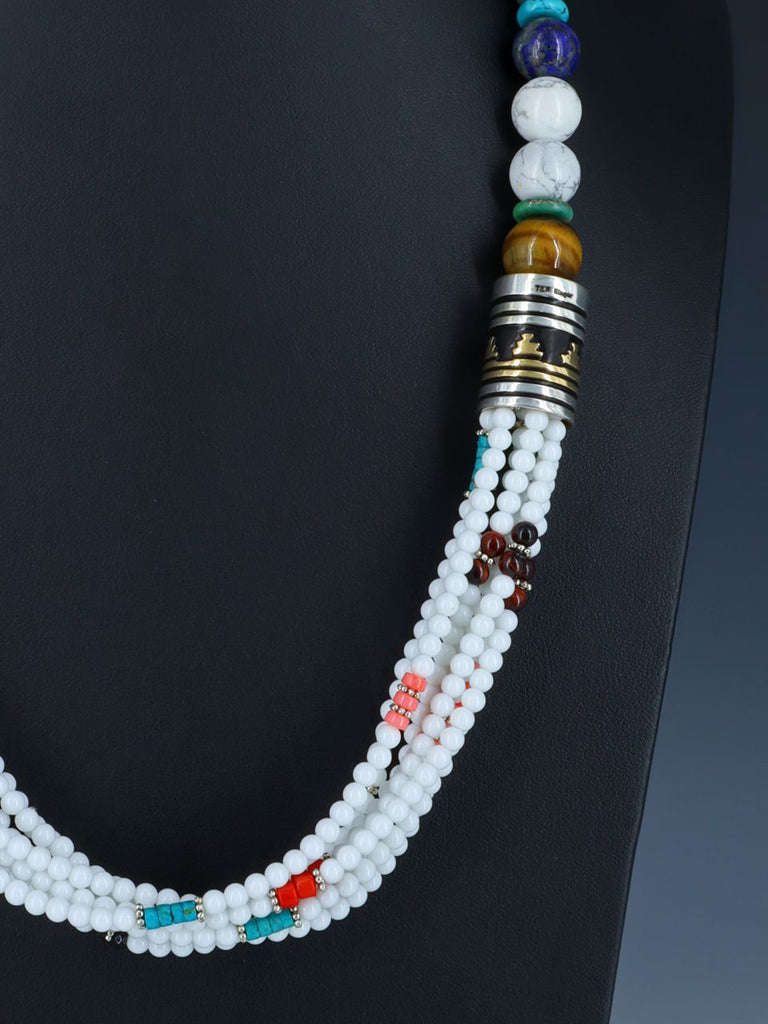 24" Navajo White Marble Multi Strand Beaded Necklace - PuebloDirect.com