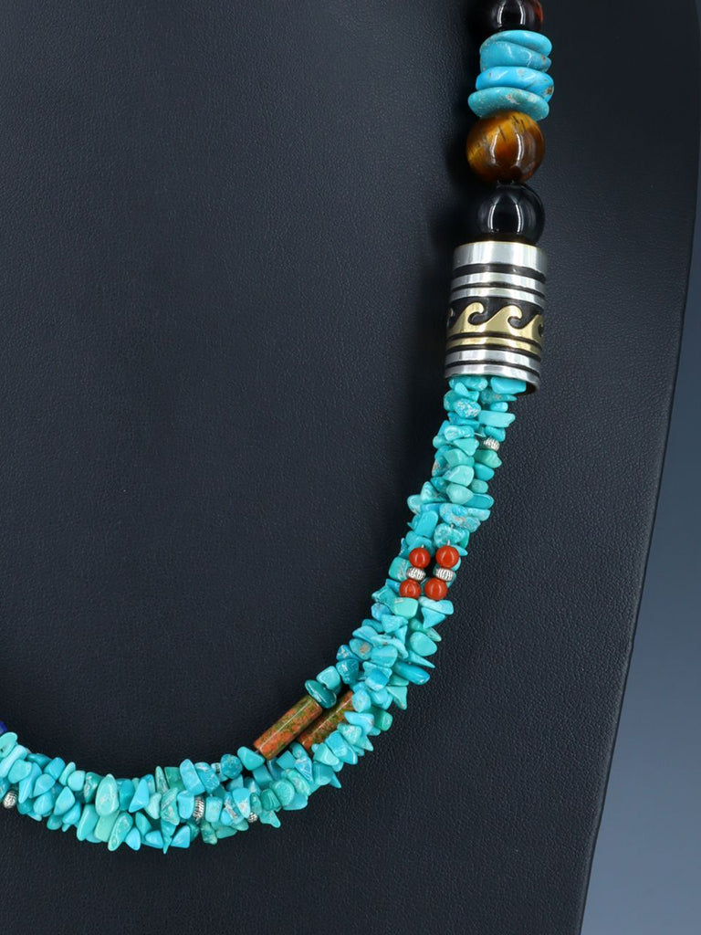 24" Navajo Turquoise Multi Strand Beaded Necklace - PuebloDirect.com