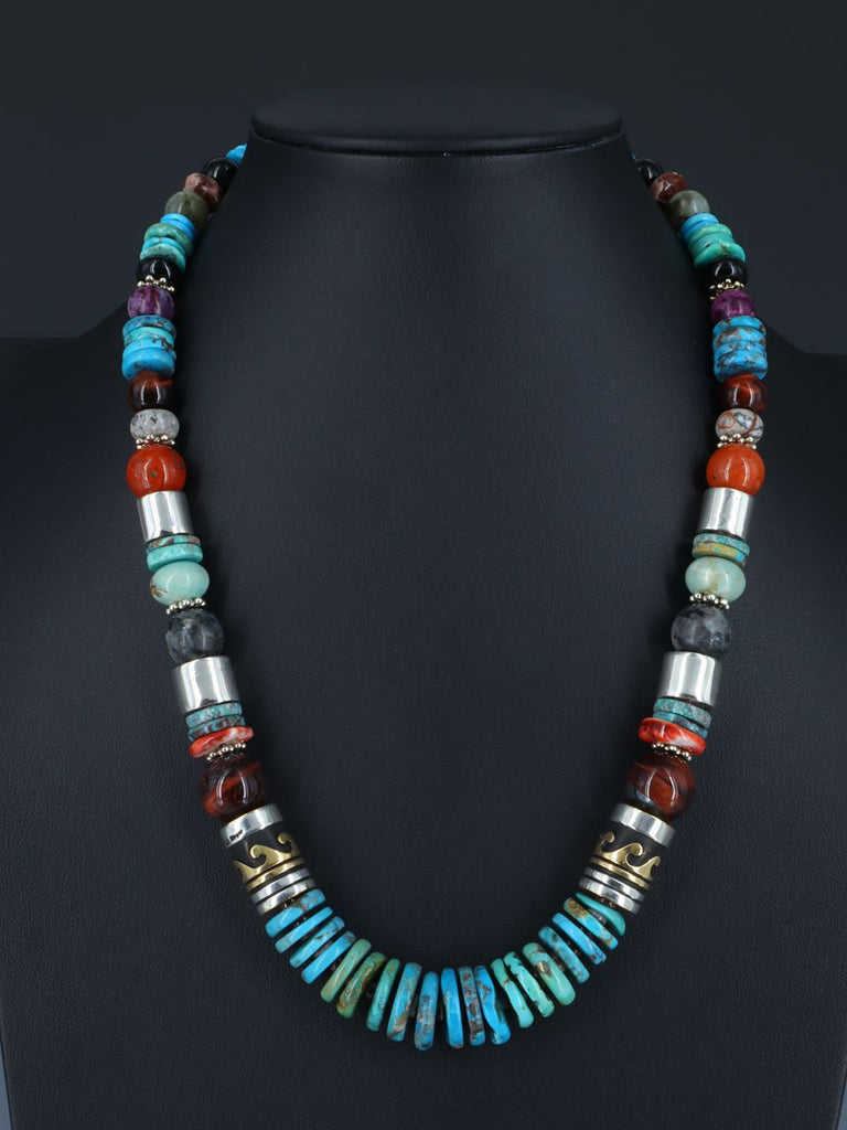 Navajo 21" Turquoise Large Single Strand Beaded Necklace - PuebloDirect.com