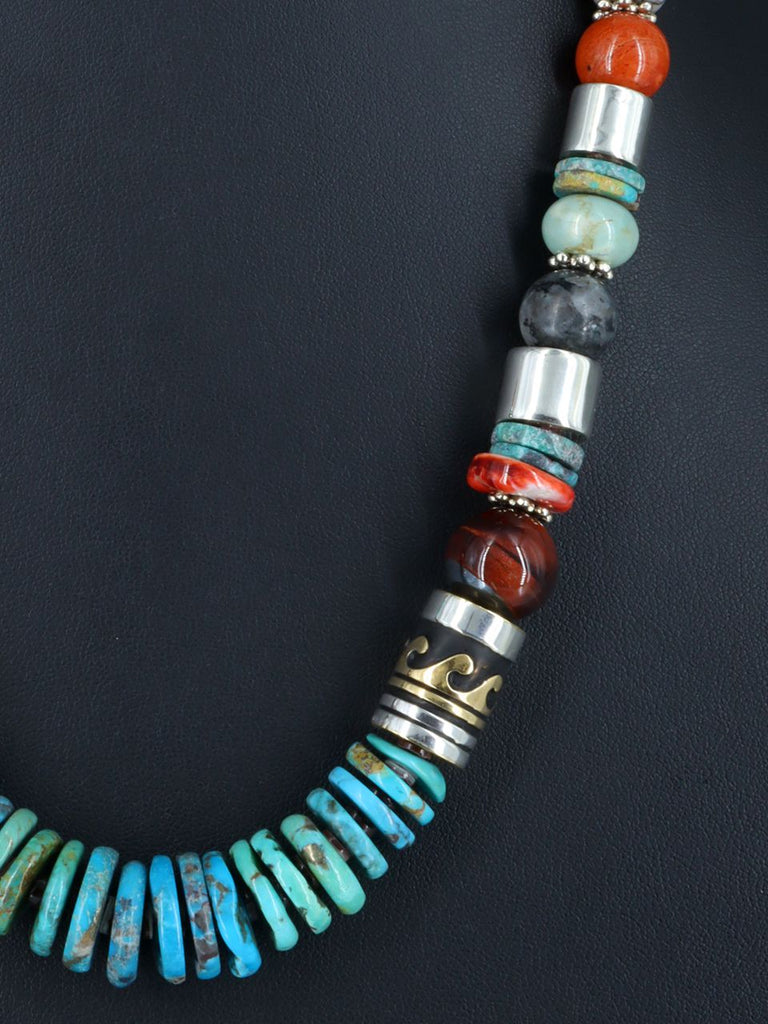 Navajo 21" Turquoise Large Single Strand Beaded Necklace - PuebloDirect.com