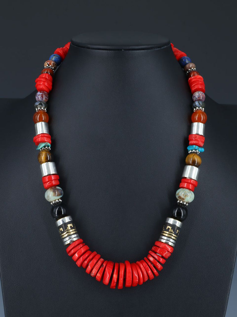 Navajo 21" Coral Large Single Strand Beaded Necklace - PuebloDirect.com