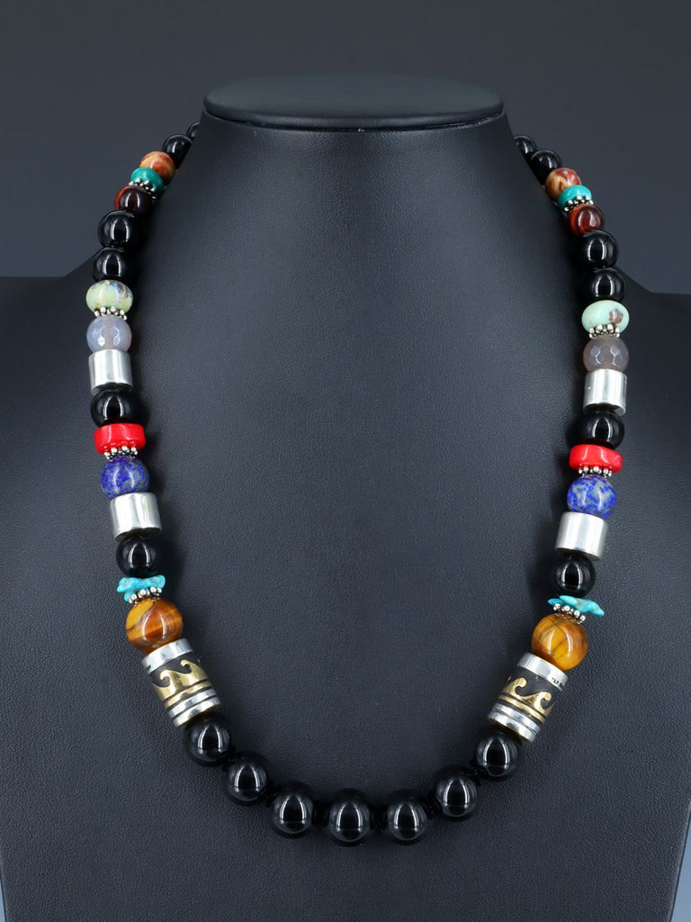 Navajo 21" Black Onyx Large Single Strand Beaded Necklace - PuebloDirect.com