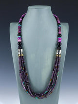 Collier de perles multi-brins Navajo améthyste et turquoise de 30 pouces