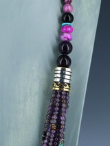 Collier de perles multi-brins Navajo améthyste et turquoise de 30 pouces