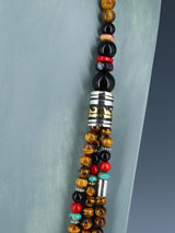 Collier de perles multi-brins Navajo améthyste et turquoise de 30 pouces